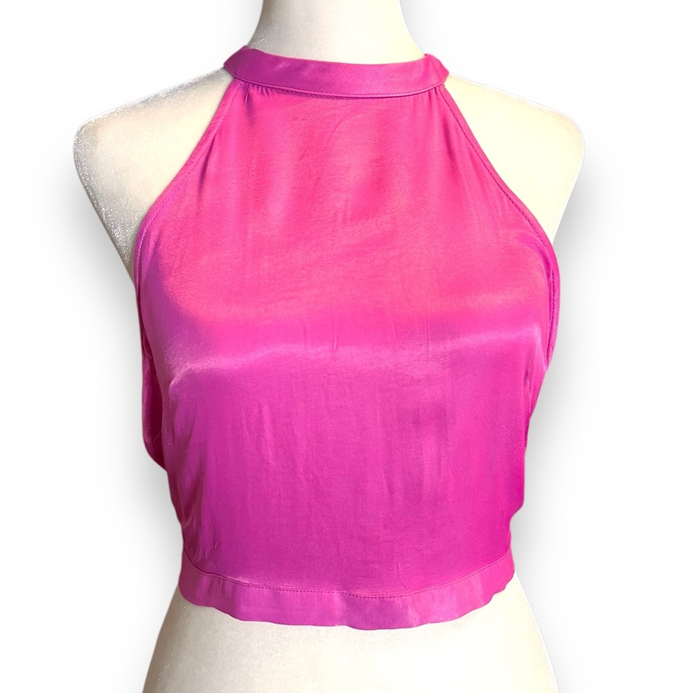 Zara Women's Satin Wrap Around Crop Top in Pink Size Xs